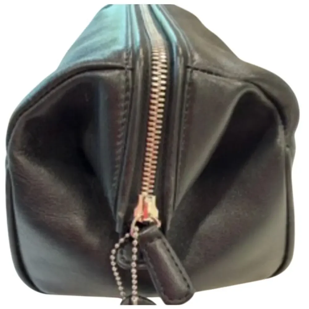 Coach black leather toiletry bag